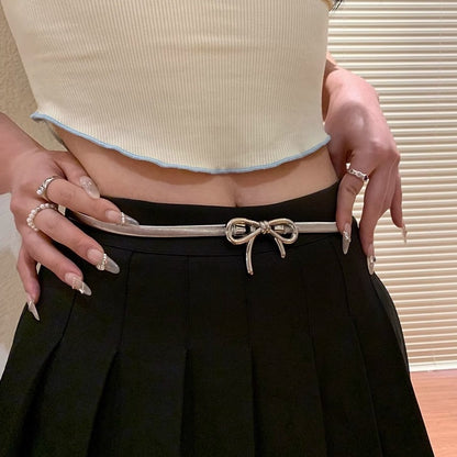 Silver Bow Elastic Waist Chain