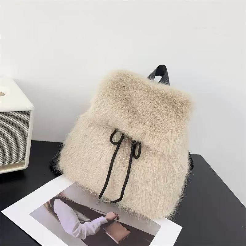 Womens Plush Bag Versatile Backpack