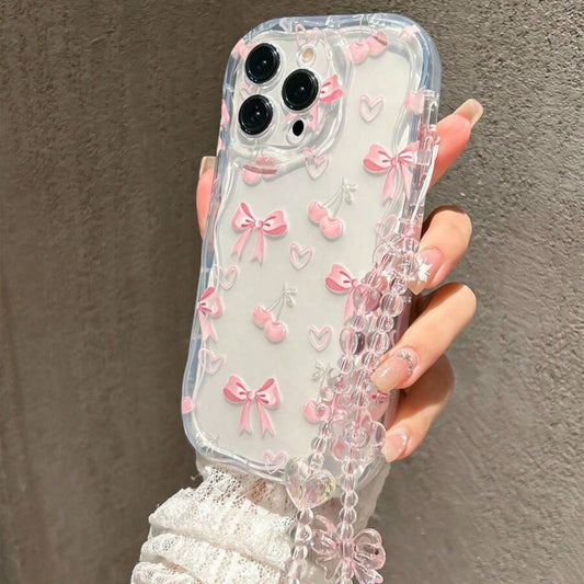 Bowknot Cherry Heart Mobile Phone Case w/charm - Savge Charmz