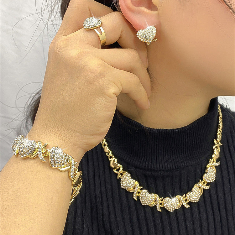 XOXO 18K Gold Heart Filled Jewelry Set