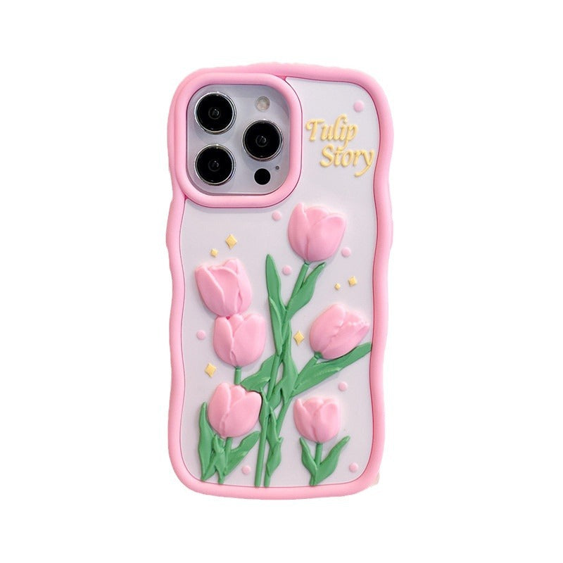 Funda de teléfono 3D creativa con diseño de tulipán