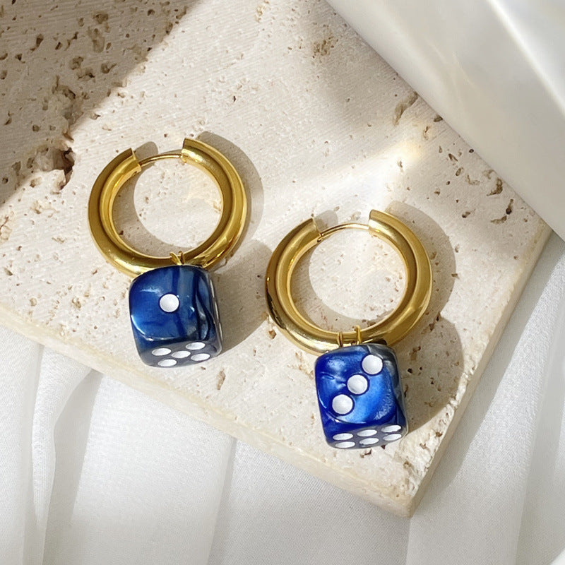 dice hoop earrings
