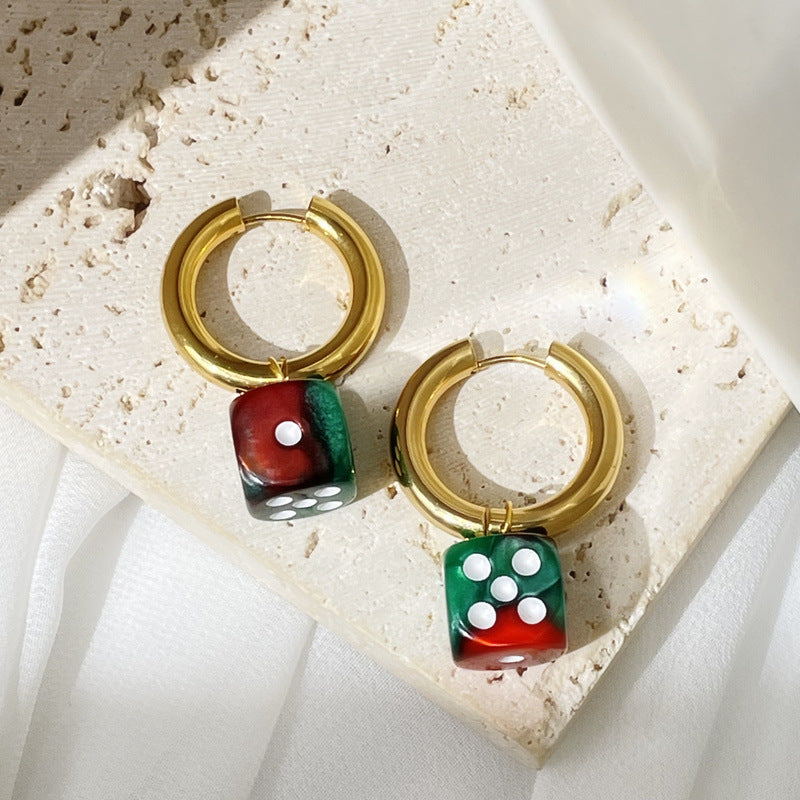 dice hoop earrings