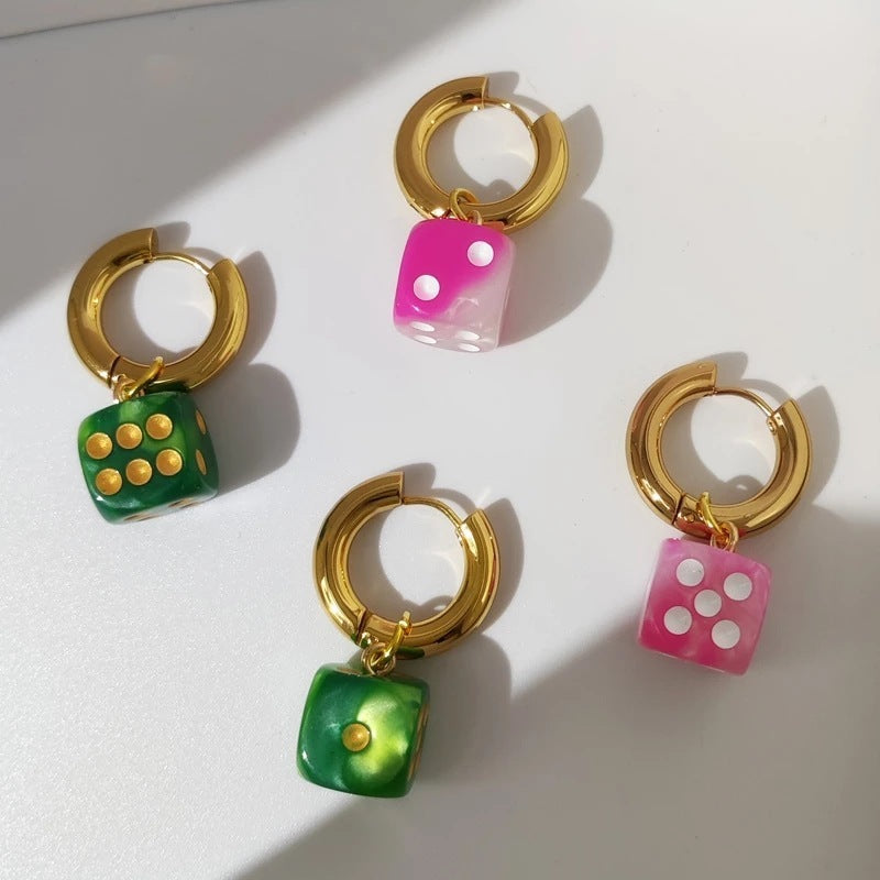 dice hoop earrings
