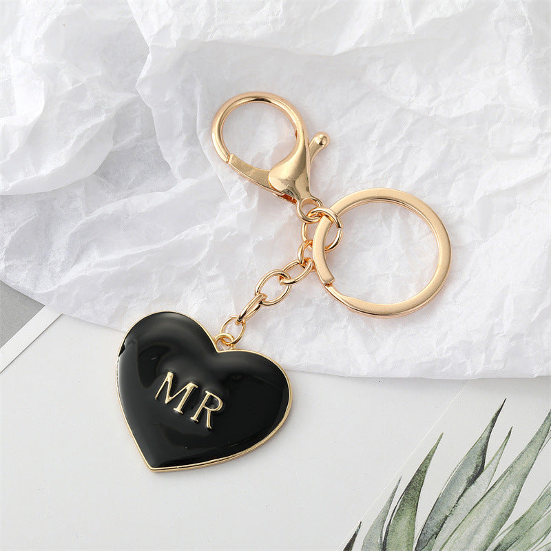 Mr & Mrs Love Heart Keychain